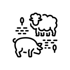 Black line icon for livestock