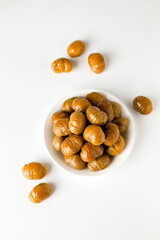 Peeled cooked chestnut snack snack illustration on white background