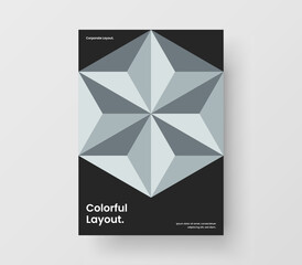Clean mosaic hexagons flyer layout. Amazing pamphlet vector design illustration.
