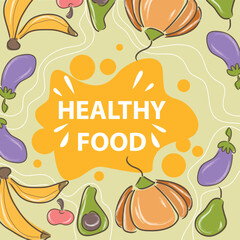 Foods that help maintain health. Lifelong diet. Vector design with various vegetables