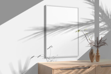 Blank Frame mockup perspective view angle with shadow overlay