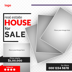 Real estate social media post bundle design, modern Real Estate social media post Template, Real estate social media post web banner template design	