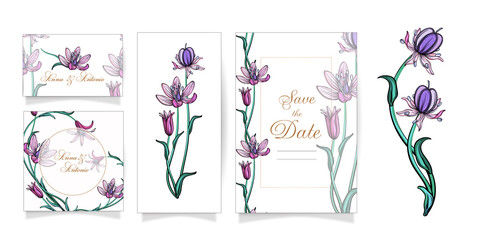 Set of floral wedding ornaments concept. Traditional art, magazine, book, poster, abstract, element.