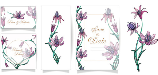 Set of floral wedding ornaments concept. Traditional art, magazine, book, poster, abstract, element.