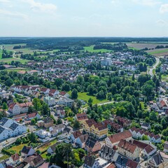 Fototapeta na wymiar Krumbach in Mittelschwaben, Blick über die Stadt nach Südwesten
