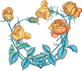 The floral heart. Yellow rose. Romantic. Flower arrangement.