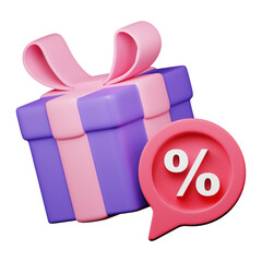 3d gift discount icon illustration
