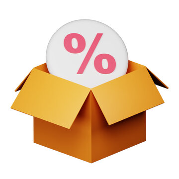 3d discount box icon illustration
