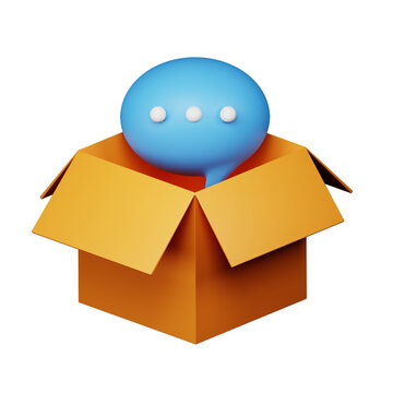 3d comment box icon illustration
