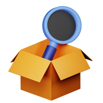 3d magnifying glass in the box illustration
