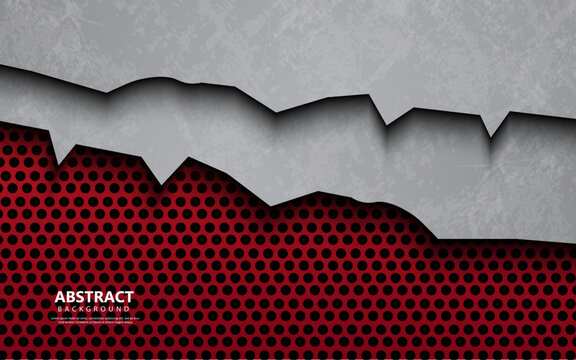 Abstract crack metal silver and red color background
