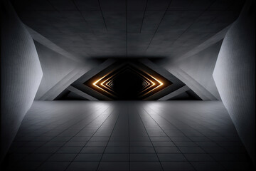 Fototapeta premium abstract geometry symmetric background with lights, generative ai