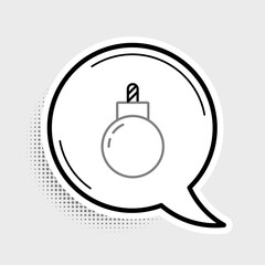 Obraz premium Line Bomb ready to explode icon isolated on grey background. Colorful outline concept. Vector