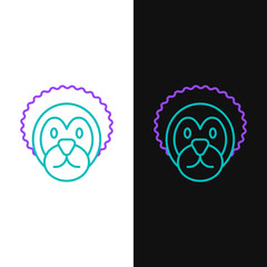 Line Wild lion icon isolated on white and black background. Colorful outline concept. Vector