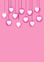 Fototapeta premium 3d pink and white love heart with ribbon,3d render