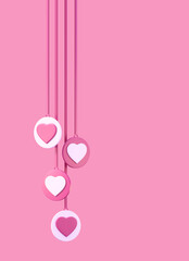 3d pink and white love heart with ribbon,valentine background,3d render