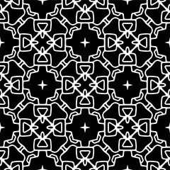 Vector pattern in geometric ornamental style. Black and white color.Seamless pattern.