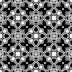 Vector pattern in geometric ornamental style. Black and white color.Seamless pattern.