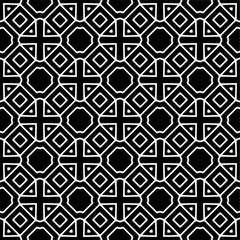 Vector pattern in geometric ornamental style. Black and white color.Seamless pattern.