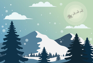 	
Christmass Cartoon Landscape View Illustration Background