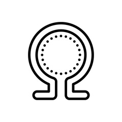 Black line icon for omega