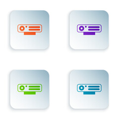 Color Web camera icon isolated on white background. Chat camera. Webcam icon. Set colorful icons in square buttons. Vector