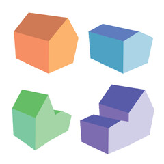 立体的な家のシンボルセット