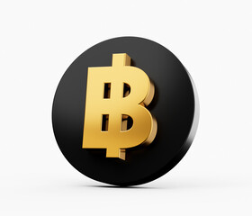 Thailand Baht symbol. Golden coin. Thailand coin. isolated on white background 3d illustration