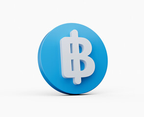 Thailand Baht symbol. Golden coin. Thailand coin. isolated on white background 3d illustration