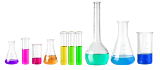 Flasks with colour liquid isolated