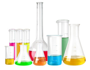 Flasks with colour liquid isolated