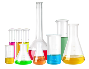 Flasks with colour liquid isolated