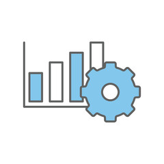 Gear icon illustration with chart. icon related to project management. flat line icon style. Simple vector design editable