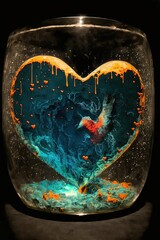 Fototapeta na wymiar Glass jar of hearts; romance forever sealed and only opened once the enigma of true love is revealed on valentine's day. Contained precious feelings kept safe - Generative AI illustration.