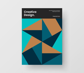 Bright geometric pattern annual report template. Trendy company cover vector design concept.