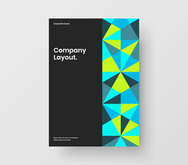 Unique geometric pattern front page concept. Bright booklet A4 design vector illustration.