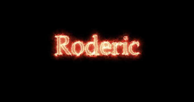 Roderic, king of the Visigoths, written with fire. Loop