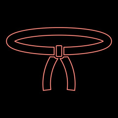 Neon belt Oriental combat sport Waistband Clothing of fighter karate judo red color vector illustration image flat style