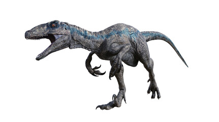 velociraptor tyrannosaurus rex dinosaur 3d render - obrazy, fototapety, plakaty
