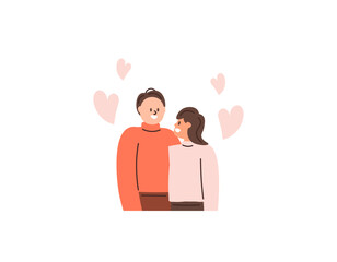 couple posing and looking in love. a husband holds his wife lovingly. embrace partner. affection and romantic relationships. celebrating valentines day. Happy Valentine. illustration concept design