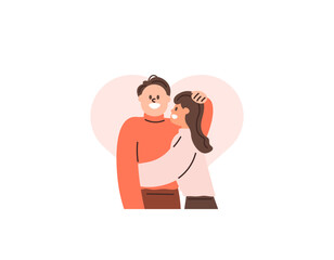 a woman hugs her boyfriend tenderly. embrace partner with love. lovers and married couples. affection and romantic relationships. celebrating valentines day. Happy Valentine. illustration concept