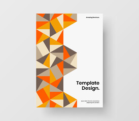 Fresh mosaic tiles pamphlet concept. Modern booklet A4 vector design template.