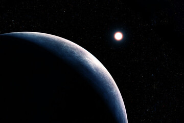 Icy exoplanet on a dark background. Elements of this image furnished by NASA