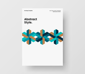 Fototapeta premium Bright geometric shapes flyer illustration. Abstract front page design vector template.