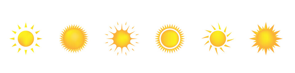 Mesh gradient sun icon set over white illustration