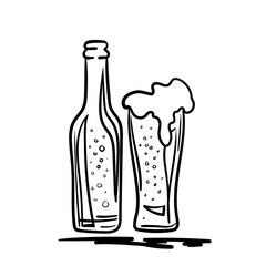 Beer bottle and glass