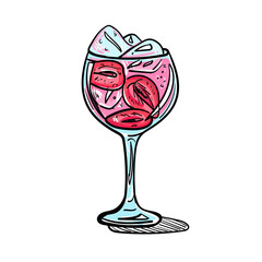 glass of cocktail with fruits