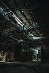 mysterious fog in a gloomy abandoned place