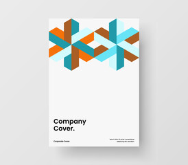 Original geometric hexagons cover concept. Simple corporate brochure A4 vector design layout.