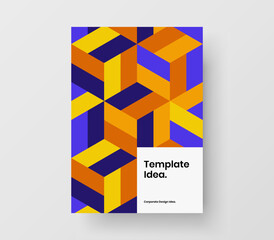 Simple geometric hexagons postcard illustration. Creative pamphlet design vector template.